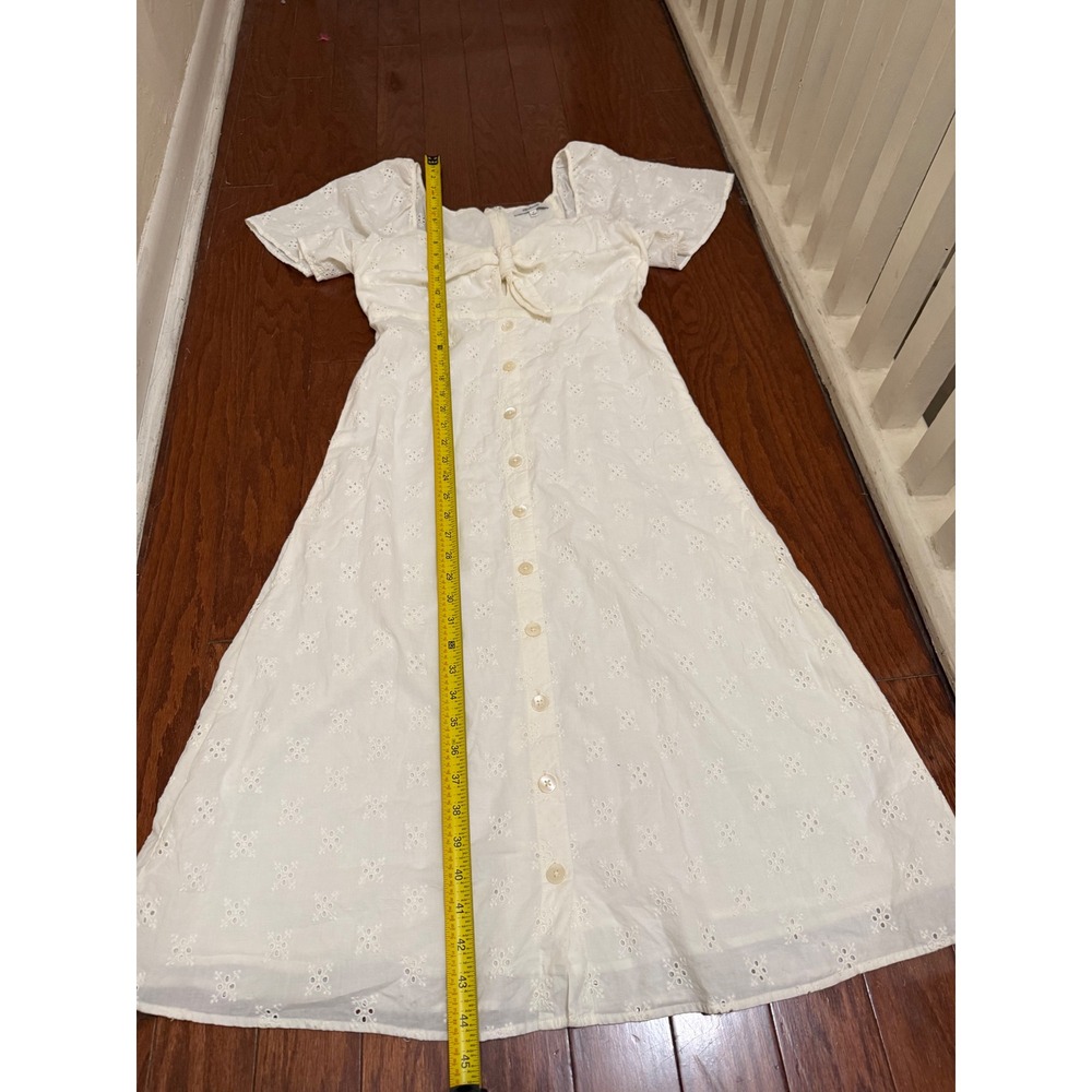 Madewell White Eyelet Tie-Front Button-Down Midi Dress Cottage Cotton 4 - Picture 4 of 8